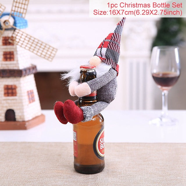 Christmas Santa Claus Wine Bottle Cover