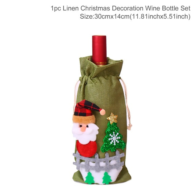 Christmas Santa Claus Wine Bottle Cover