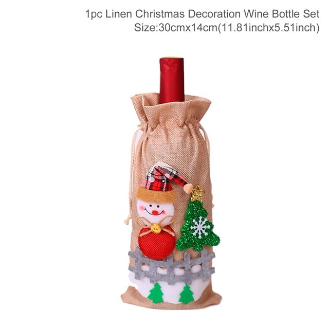 Christmas Santa Claus Wine Bottle Cover