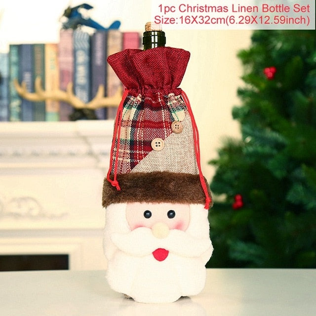 Christmas Santa Claus Wine Bottle Cover