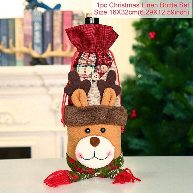 Christmas Santa Claus Wine Bottle Cover