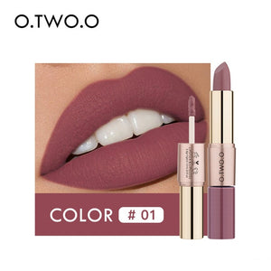 12 Colors 2 in 1 Matte Lipstick- Combined the Lipstick with Lip gloss