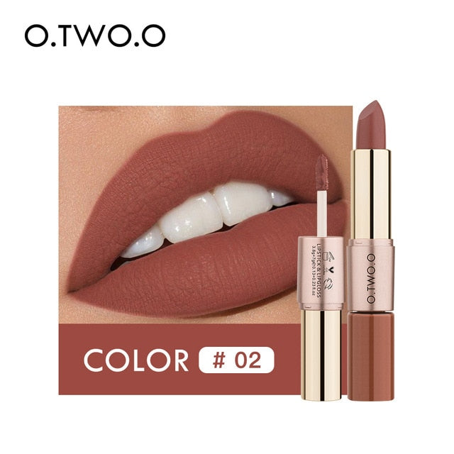12 Colors 2 in 1 Matte Lipstick- Combined the Lipstick with Lip gloss