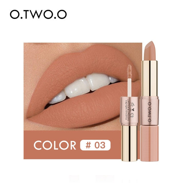 12 Colors 2 in 1 Matte Lipstick- Combined the Lipstick with Lip gloss