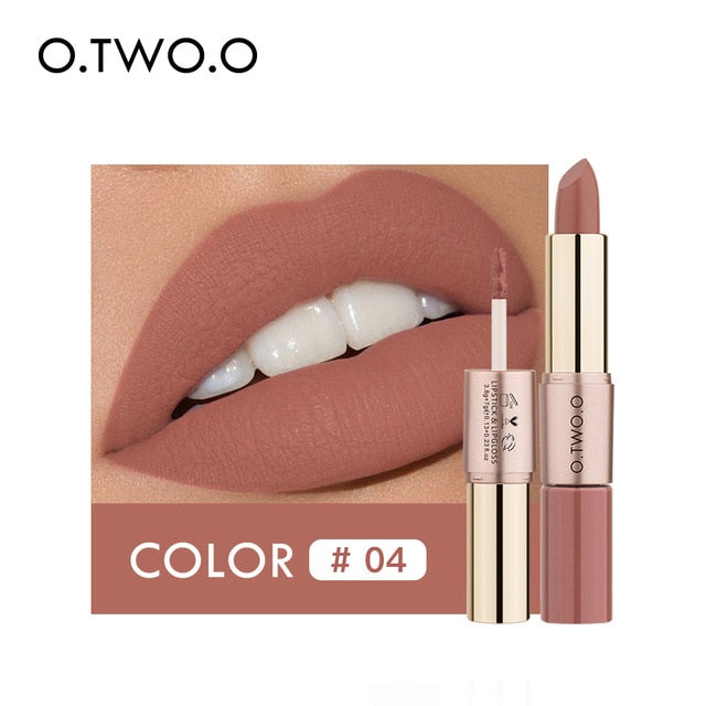 12 Colors 2 in 1 Matte Lipstick- Combined the Lipstick with Lip gloss