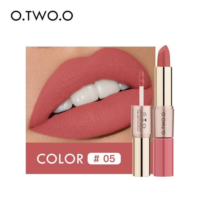 12 Colors 2 in 1 Matte Lipstick- Combined the Lipstick with Lip gloss
