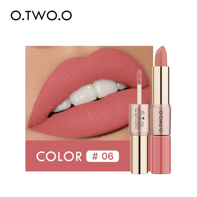 12 Colors 2 in 1 Matte Lipstick- Combined the Lipstick with Lip gloss