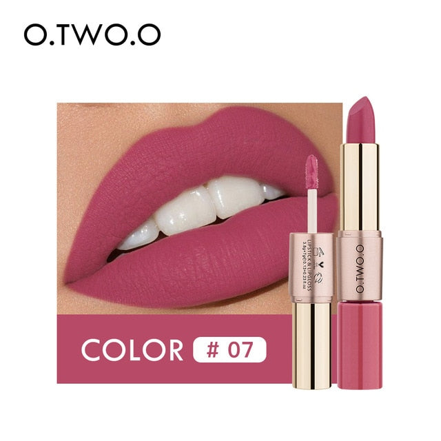 12 Colors 2 in 1 Matte Lipstick- Combined the Lipstick with Lip gloss