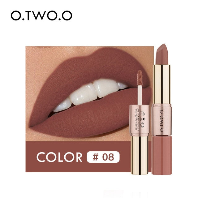 12 Colors 2 in 1 Matte Lipstick- Combined the Lipstick with Lip gloss