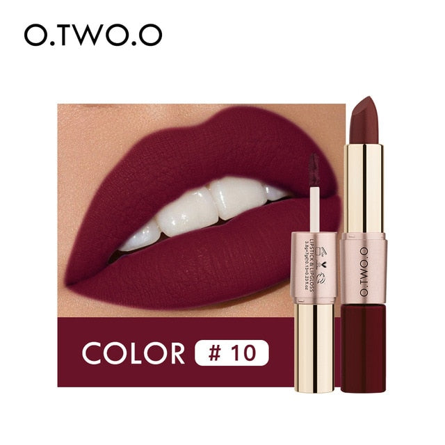 12 Colors 2 in 1 Matte Lipstick- Combined the Lipstick with Lip gloss