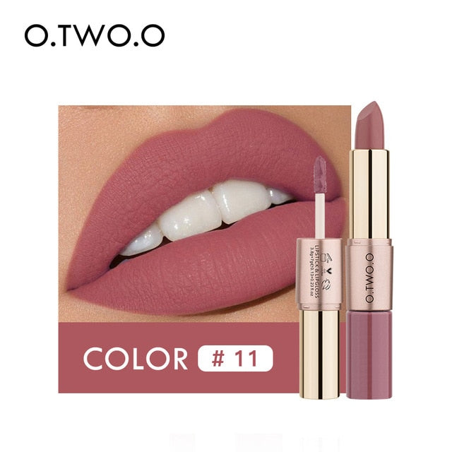 12 Colors 2 in 1 Matte Lipstick- Combined the Lipstick with Lip gloss
