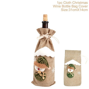 Christmas Santa Claus Wine Bottle Cover