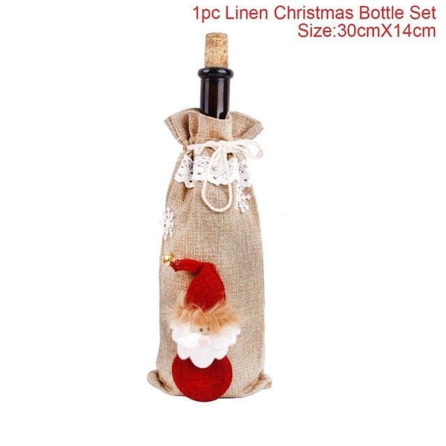 Christmas Santa Claus Wine Bottle Cover