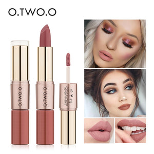 12 Colors 2 in 1 Matte Lipstick- Combined the Lipstick with Lip gloss